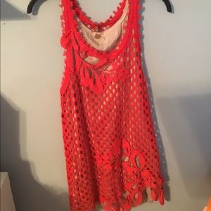 Red and Beige dress